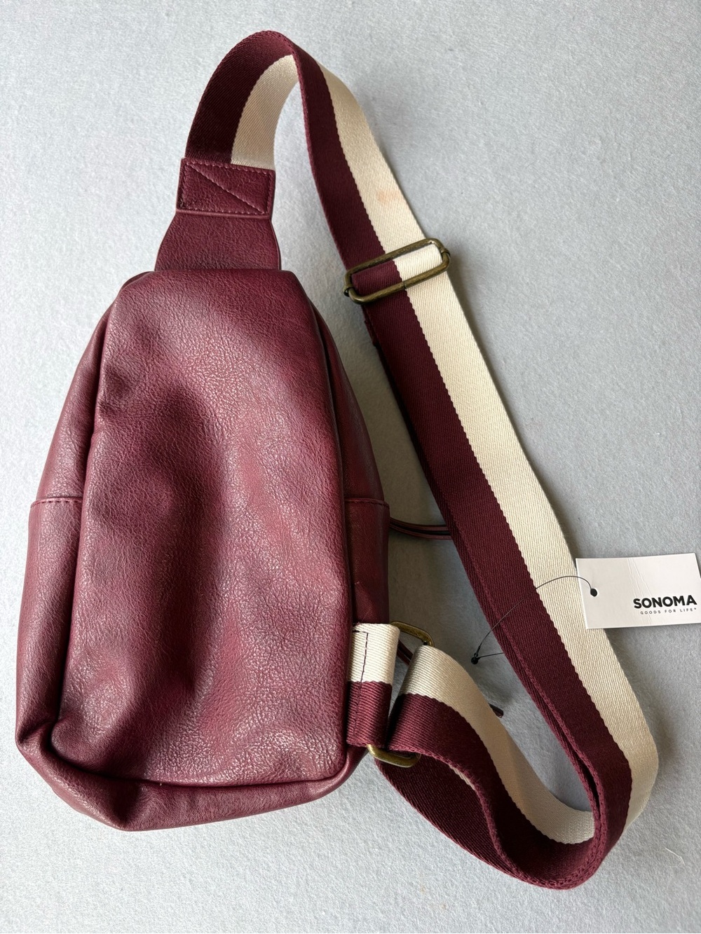 Sonoma Maroon and Cream Vegan Leather Crossbody Strap Bag NWT - Picture 7 of 7